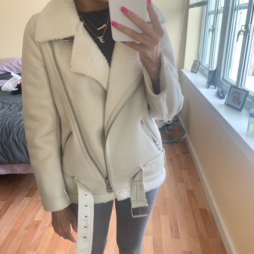 Zara Aviator Sherpa/Shearling Longline Jacket